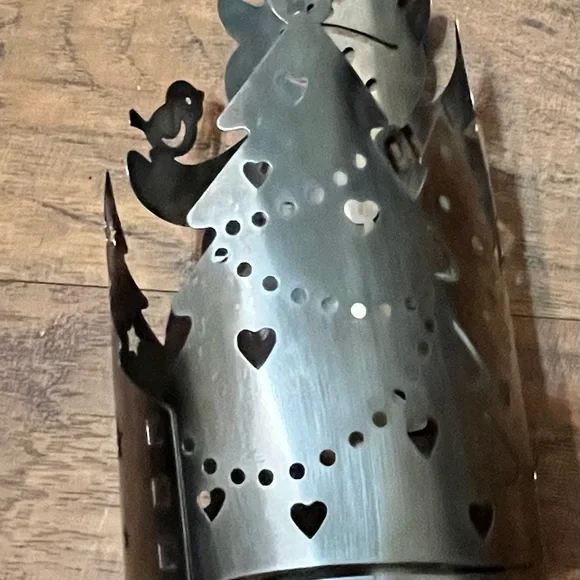 Tin Cut Out Snowman Candle Cover Gold Papier-Mâché tree Topper Christmas Decor - Picture 9 of 16